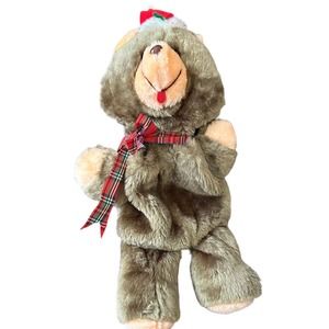 Vintage Fairview Christmas Stocking Teddy Bear Plush Santa Hat 1980s Taiwan